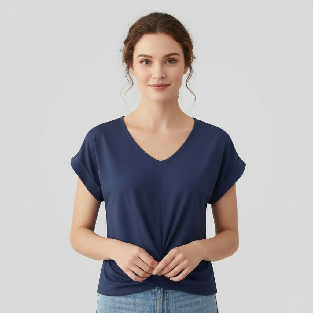 Effortless V-Neck Twist Top | Women's Blouse for Summer
