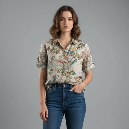 Vintage Floral Blouse | Women's Blouse for Casual Wear