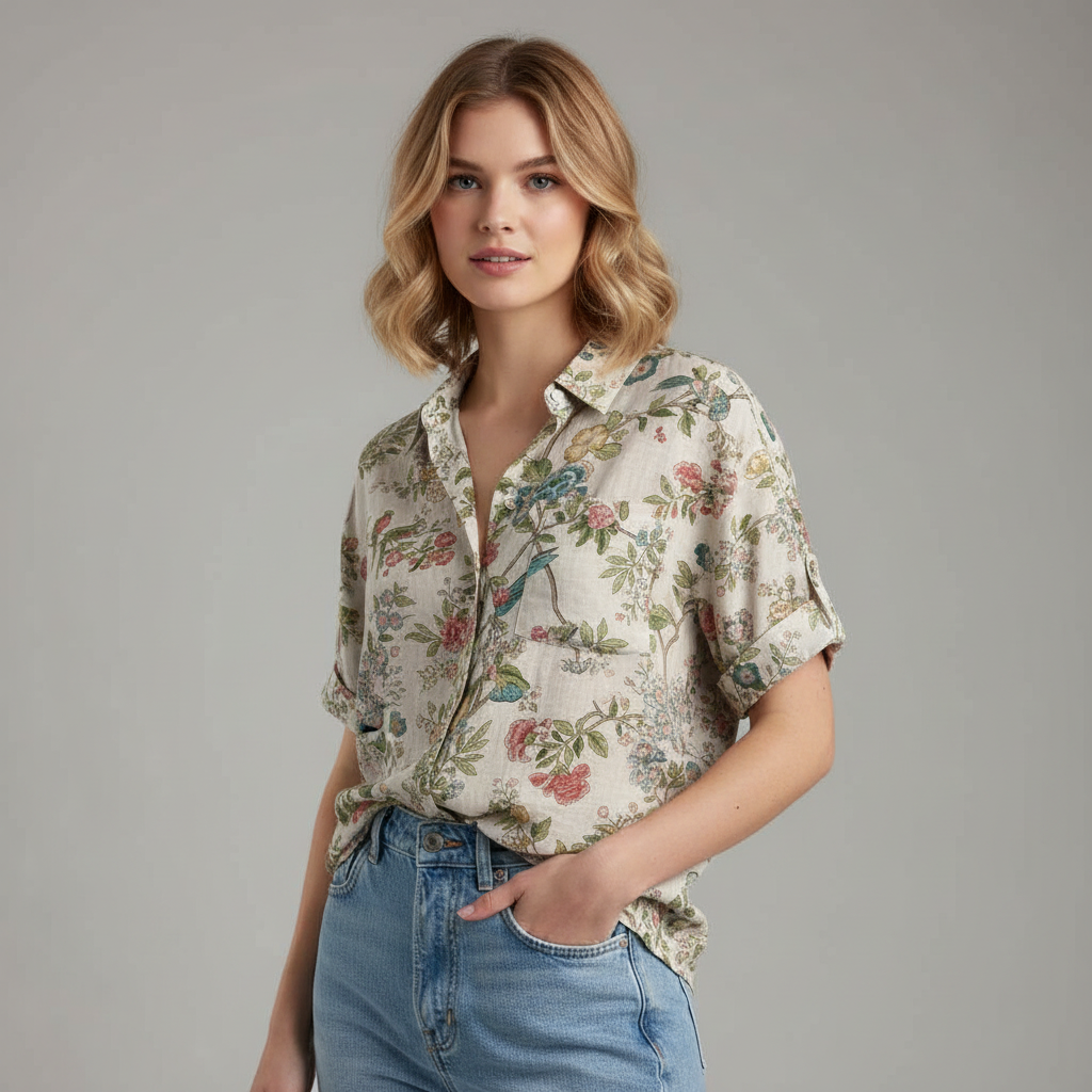 Vintage Floral Blouse | Women's Blouse for Casual Wear