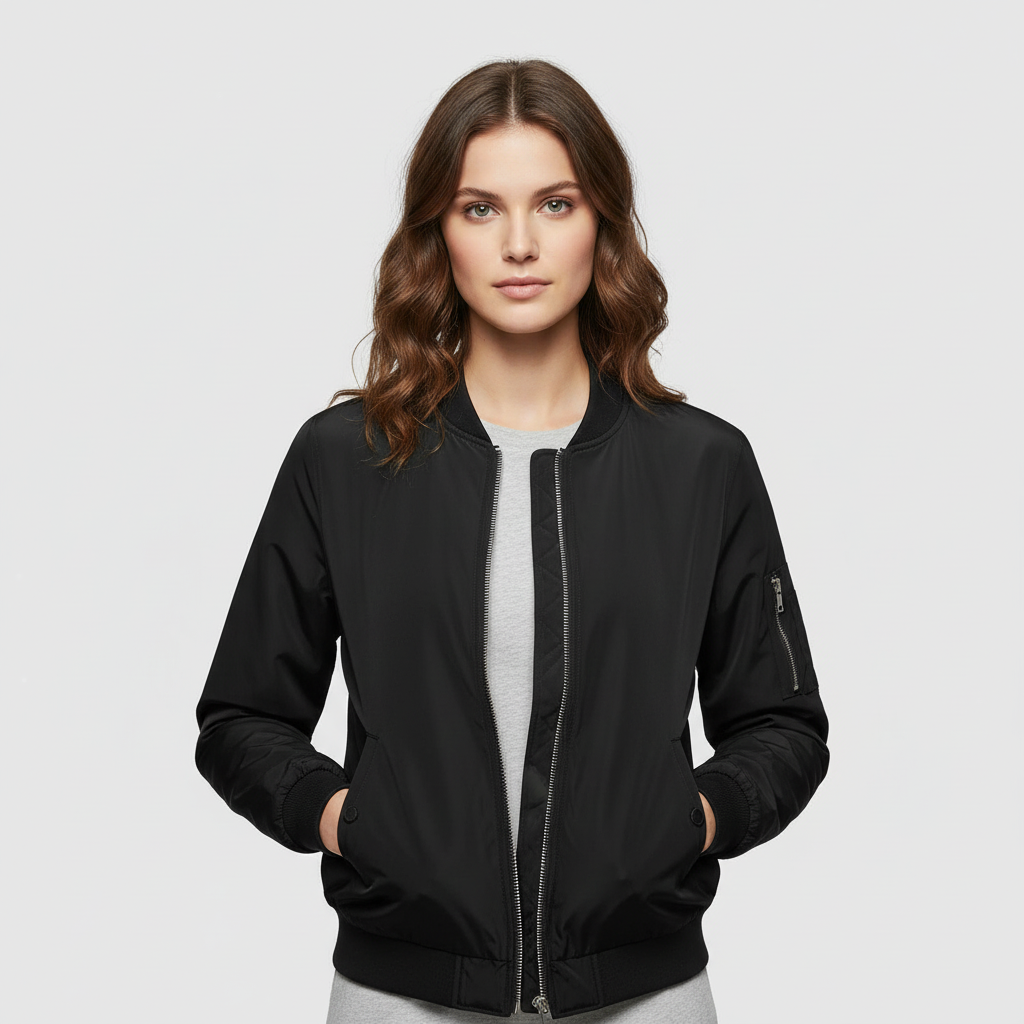 Women's Short Bomber Jacket | Stylish Zip-Up Outerwear