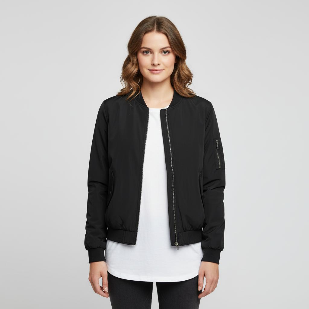 Women's Short Bomber Jacket | Stylish Zip-Up Outerwear