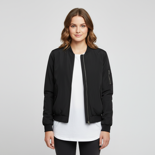 Women's Short Bomber Jacket | Stylish Zip-Up Outerwear