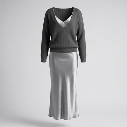 Audrey Satin Midi Dress