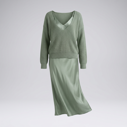 Audrey Satin Midi Dress