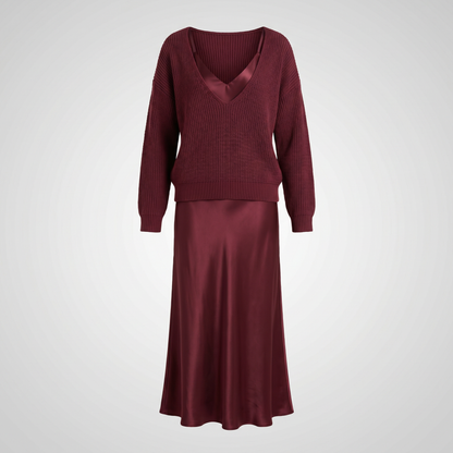 Audrey Satin Midi Dress